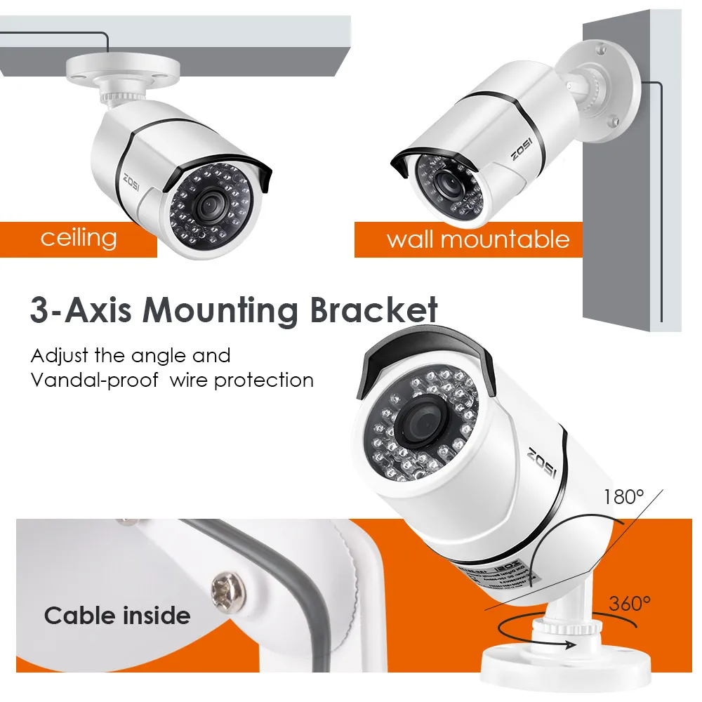 ZOSI 8-канальный сетевой видеорегистратор 1080P 4 в 1 TVI CVBS AHD CVI DVR 2MP Водонепроницаемый открытый безопасности видео Камера DVR комплект видеонаблюдения Системы