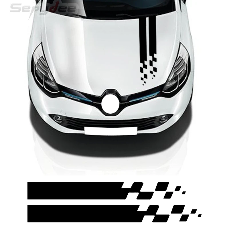 

Car Hood Bonnet Sticker Racing Sport Stripes Decal For Renault Megane Clio RS Captur Sandero Espace Twingo Scenic Laguna Trafic