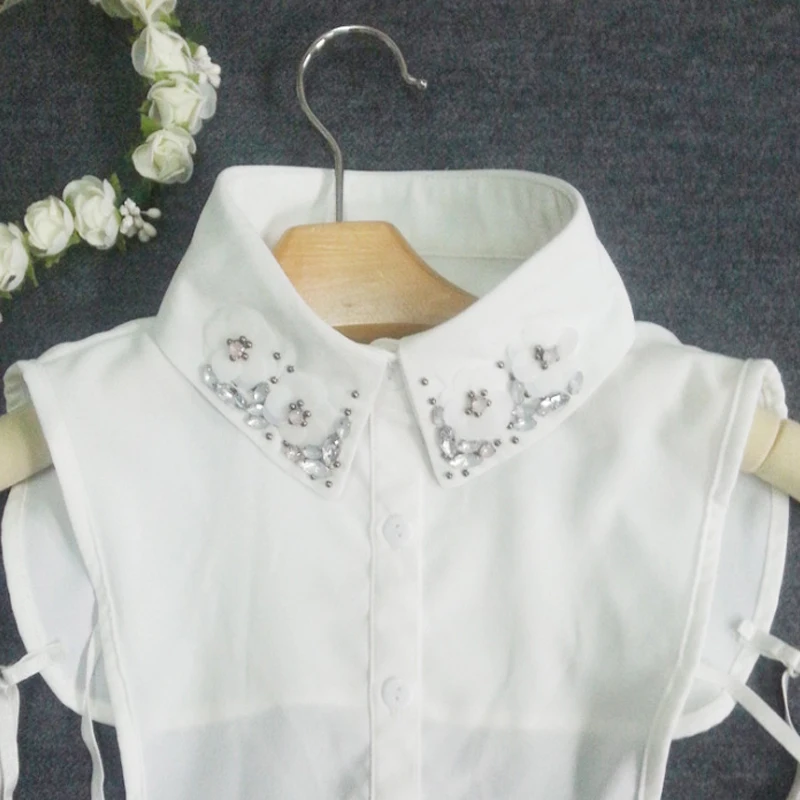 Блестящий женский фальшивый воротник для женщин белый Съемный Черный