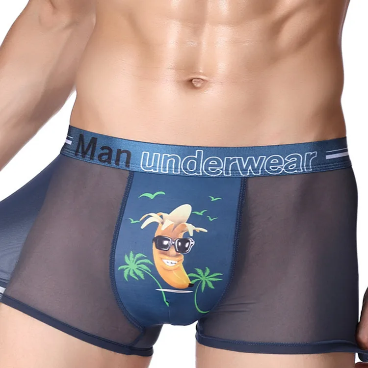 

Sous Vetement Homme Underwear Men's Ice Silk Breathable Printed Boxer Briefs 3D Boxer Shorts Bielizna Meska Bokserki Meskie 2020