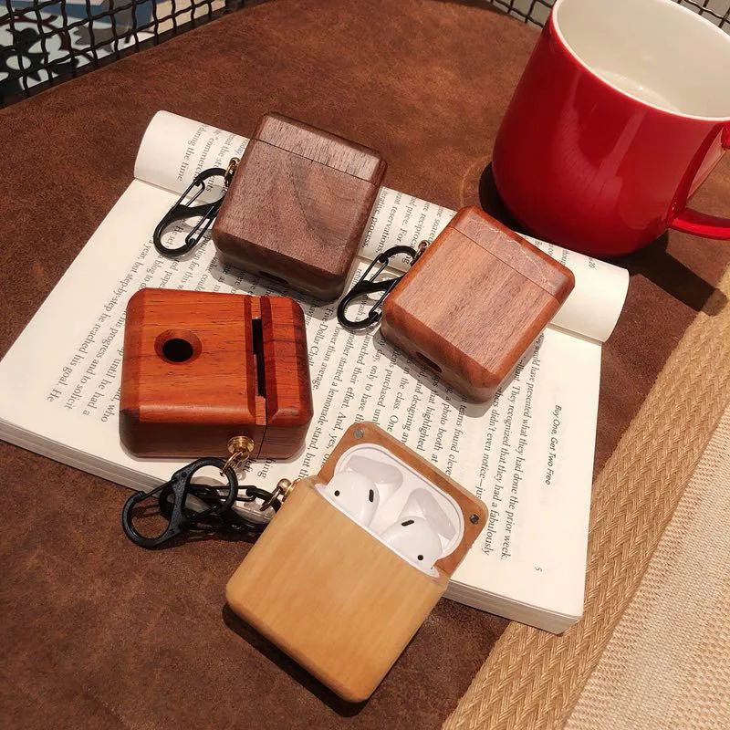 Деревянный беспроводной Bluetooth защитный чехол для наушников с брелком наушники