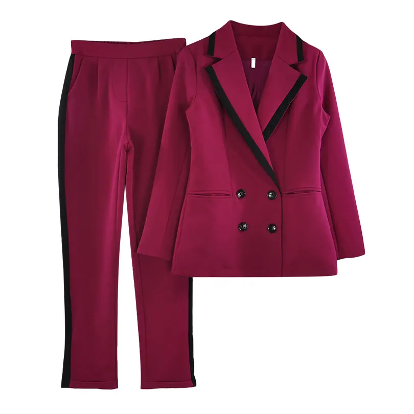 Элегантный двубортный женский брючный костюм Taotrees пиджак с английским