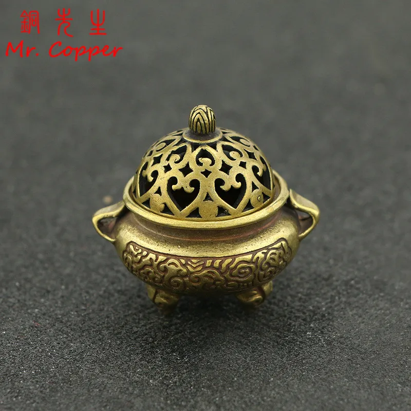 Античный медный маленький держатель для благовоний карманная горелка из латуни
