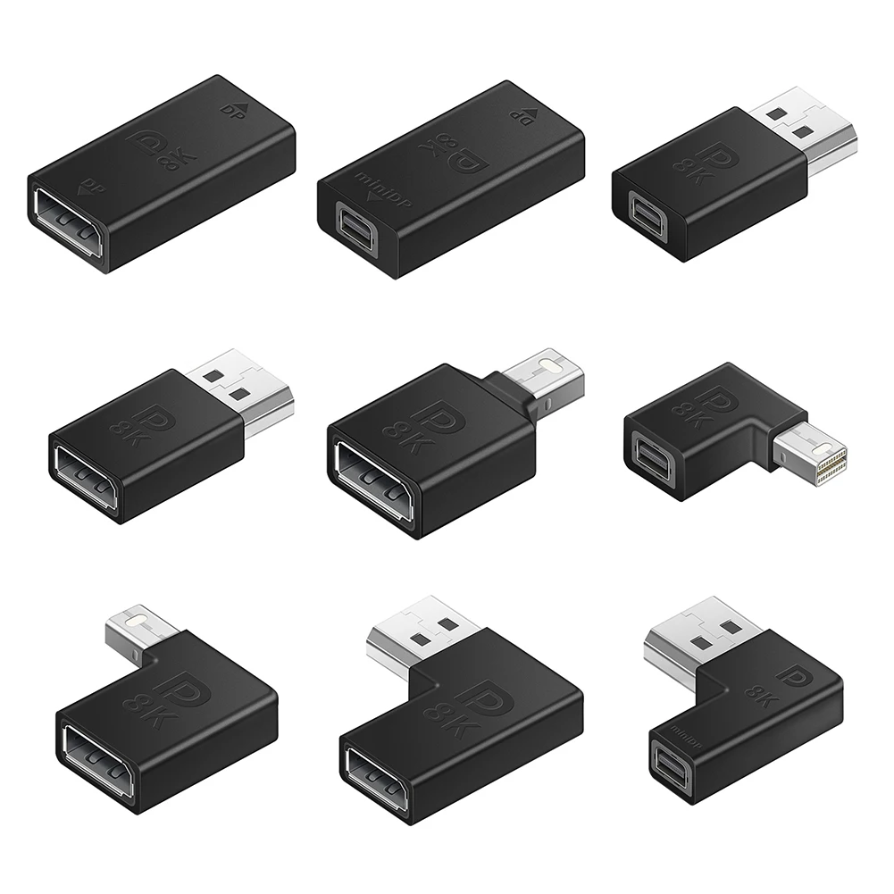

Universal 90 Degree Display Port DP 1.4 Adapter Converter Mini Male to Female DP 8K 60Hz 4K Video Adapters For Laptop Computer