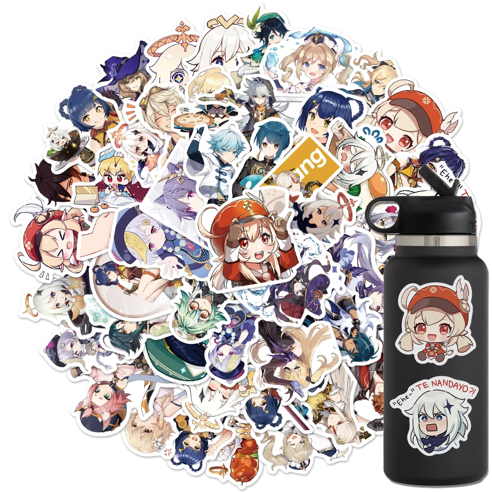 

10/30/50Pcs Anime Game Genshin Impact Stickers Graffiti for Laptop Luggage Skateboard Guitar Morax Eula Klee Sticker Toys