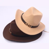 man hat cowboy hat fedoras for women belt fashion church hat black hat wide brim fedoras jazz cap autumn winter hat panama 2021