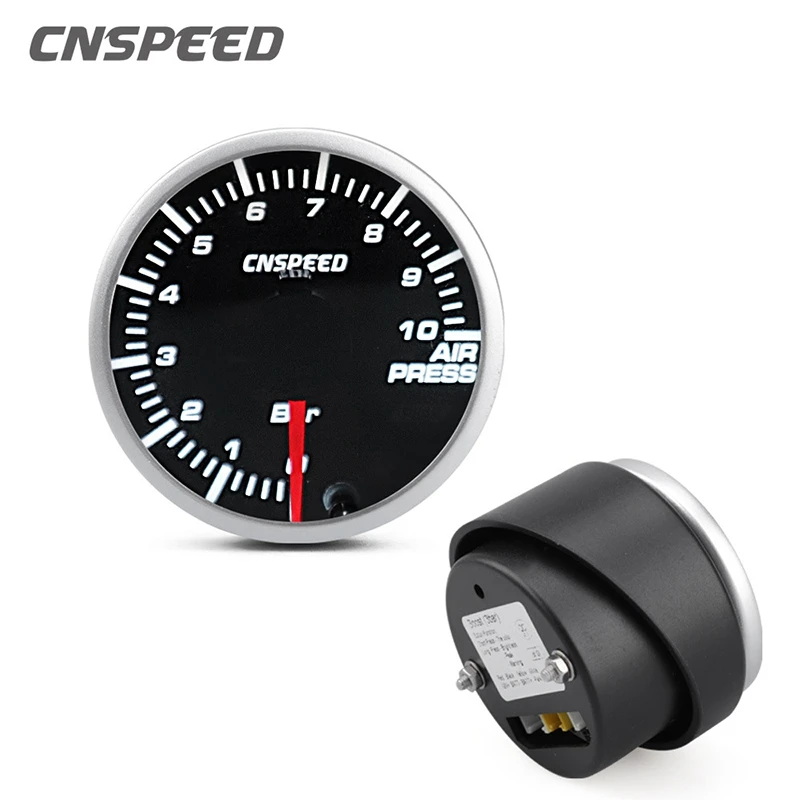 

CNSPEED 2 дюймов 52 мм автомобиля 12V Воздушный Давление датчика 0-10 бар светодиодный 10-Цвет воздуха Давление Датчик авто измерительный прибор/Car М...