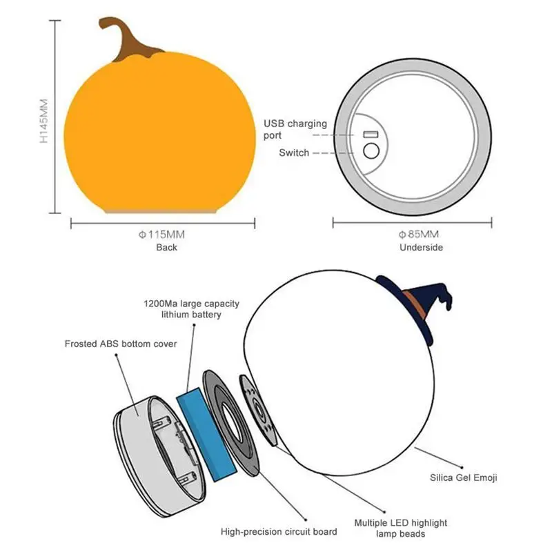 Offerte 2021NEWCreative Lanterna Di Zucca Halloween Pat Decorazione Notturna Atmosfera Domestica Luce Lampada Da Tavolo A LED Colorata Con Telecomando