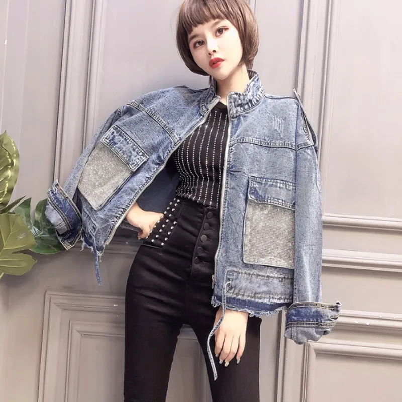 

Women Jean Jacket Loose Basic Coats Female Jeans Coat Feminino Slim Denim Oversize Bomber Streetwear Veste Femme