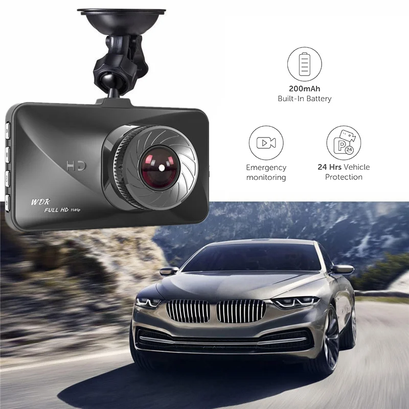 VEHEMO 1080P Mini 3 дюймов Видеорегистраторы для автомобилей Камера 140 градусов вращение