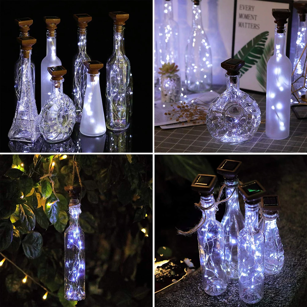 1 м/2 м Солнечная энергия светодиодный гирлянда DIY Сказочный инструмент для установки пробок в бутылки свет 10/20 светодиодный s гирлянда подвесные светильники для рождества Хэллоуин