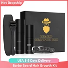 Набор для роста бороды, 4 шт.лот, уплотнитель для волос, Питательный кондиционер с расческой, роликовое очищающее средство для мужчин