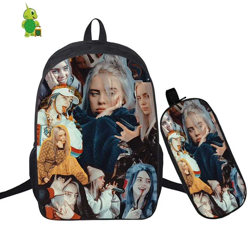 В стиле «хип-хоп» Billie Eilish 2 шт./компл. рюкзак школьные сумки для подростков мальчиков и девочек студенты рюкзак для ноутбука Карандаш Чехол дорожные сумки - Цвет: 25