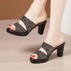 Шлепанцы женские на платформе, на квадратном каблуке 8 см, размера плюс, 32-43, летняя обувь, 2021