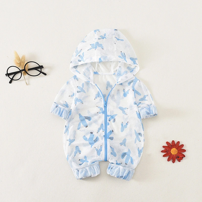 Хлопковый комбинезон с длинными рукавами и принтом кактуса для новорожденных