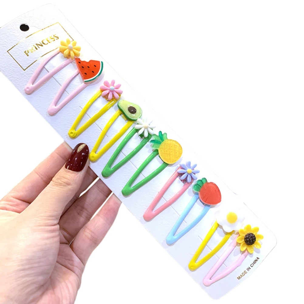 Pasadores de arco&iacute;ris para ni&ntilde;a peque&ntilde;a, pinzas del pelo con flores, horquillas de fruta, accesorios para el cabello de dibujos animados, 10 Uds.-3