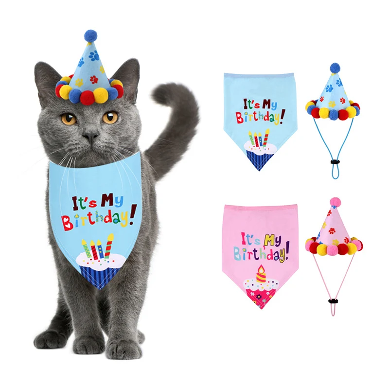 

Pet Dog Girl Boy Happy Birthday Saliva Towel Decorative Collar Printed Bandanas Puppy Cats Scarfs Bibs for All Pets