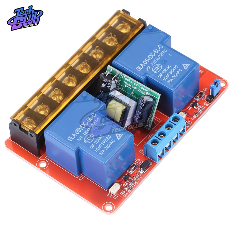 AC 100 -250V 30A высокое Мощность 2 изолированный канал релейная плата DC