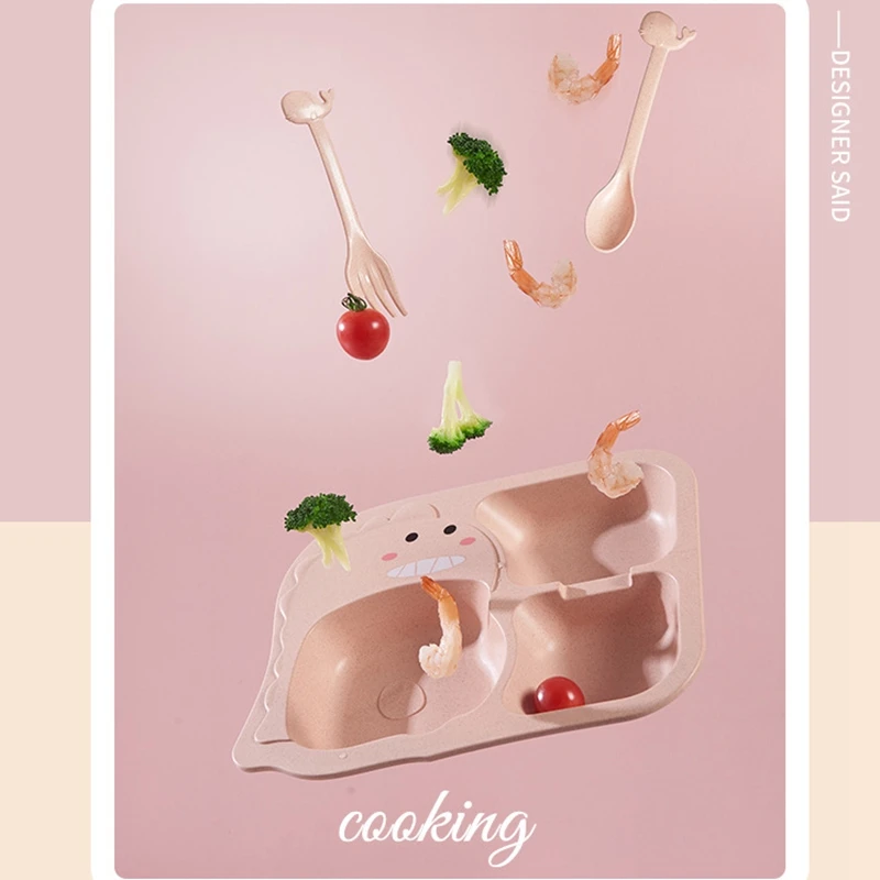 

6 Pcs Baby Sheep Tableware Children's Dinner Plate Grid Home Creative Cartoon Feeding Dishes