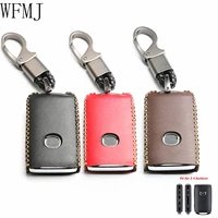 wfmj leather for mazda 3 hatchback cx 5 cx 30 cx 9 remote smart 4 buttons key case holder cover fob chain