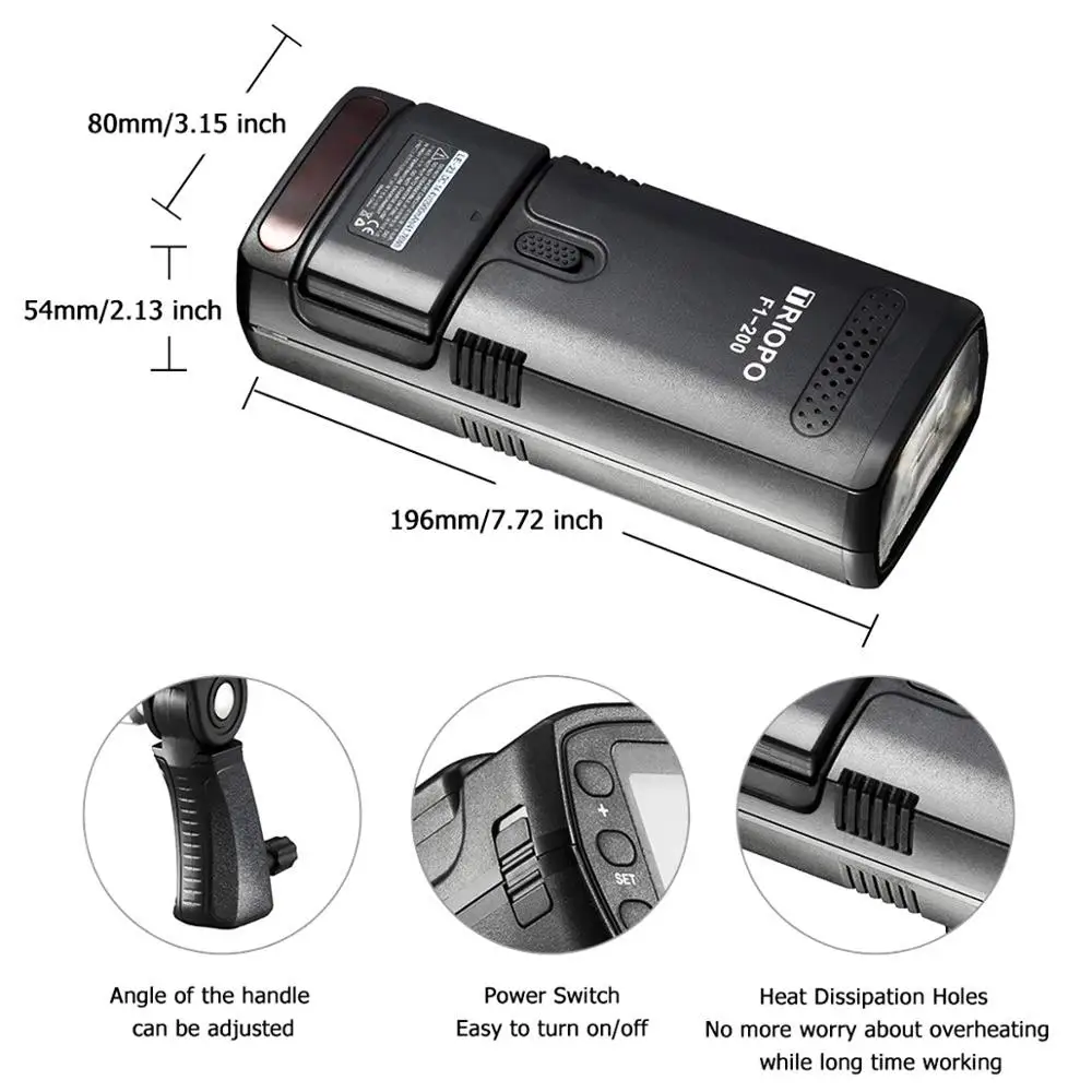 TRIOPO F1-200 ttl 2 4G HSS 1/8000s Карманный наружный флэш-светильник 200Ws с G1 триггером 2900mAh