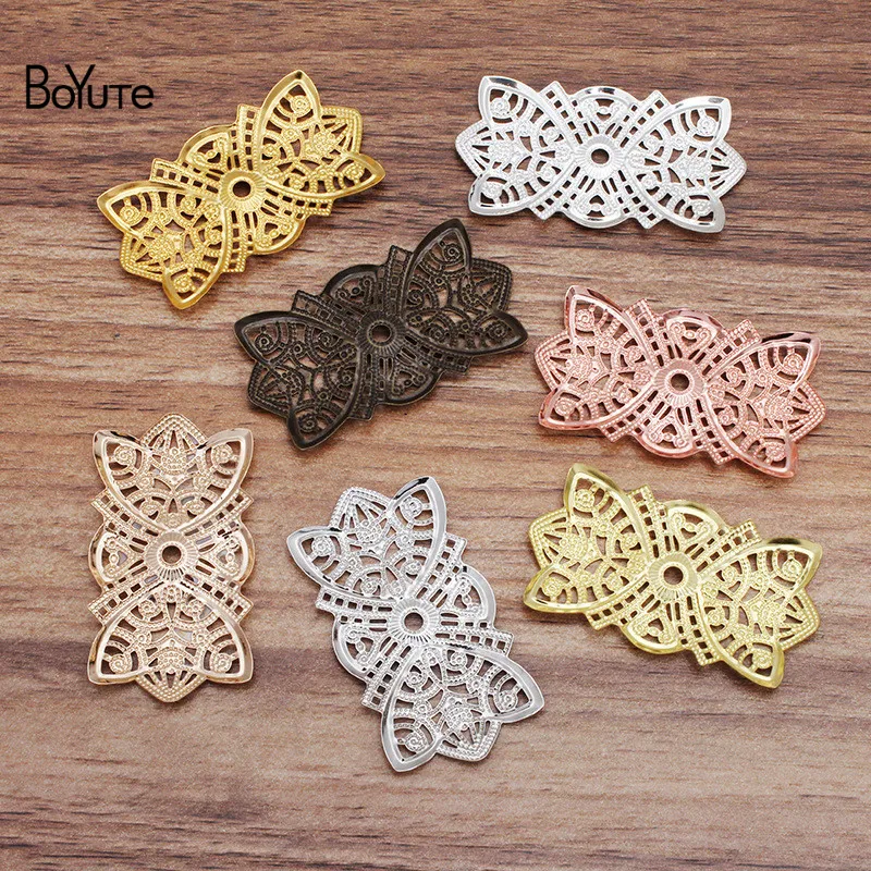 Филигранная металлическая латунная штамповка BoYuTe (50 шт./лот) 26*48 мм Цветочная