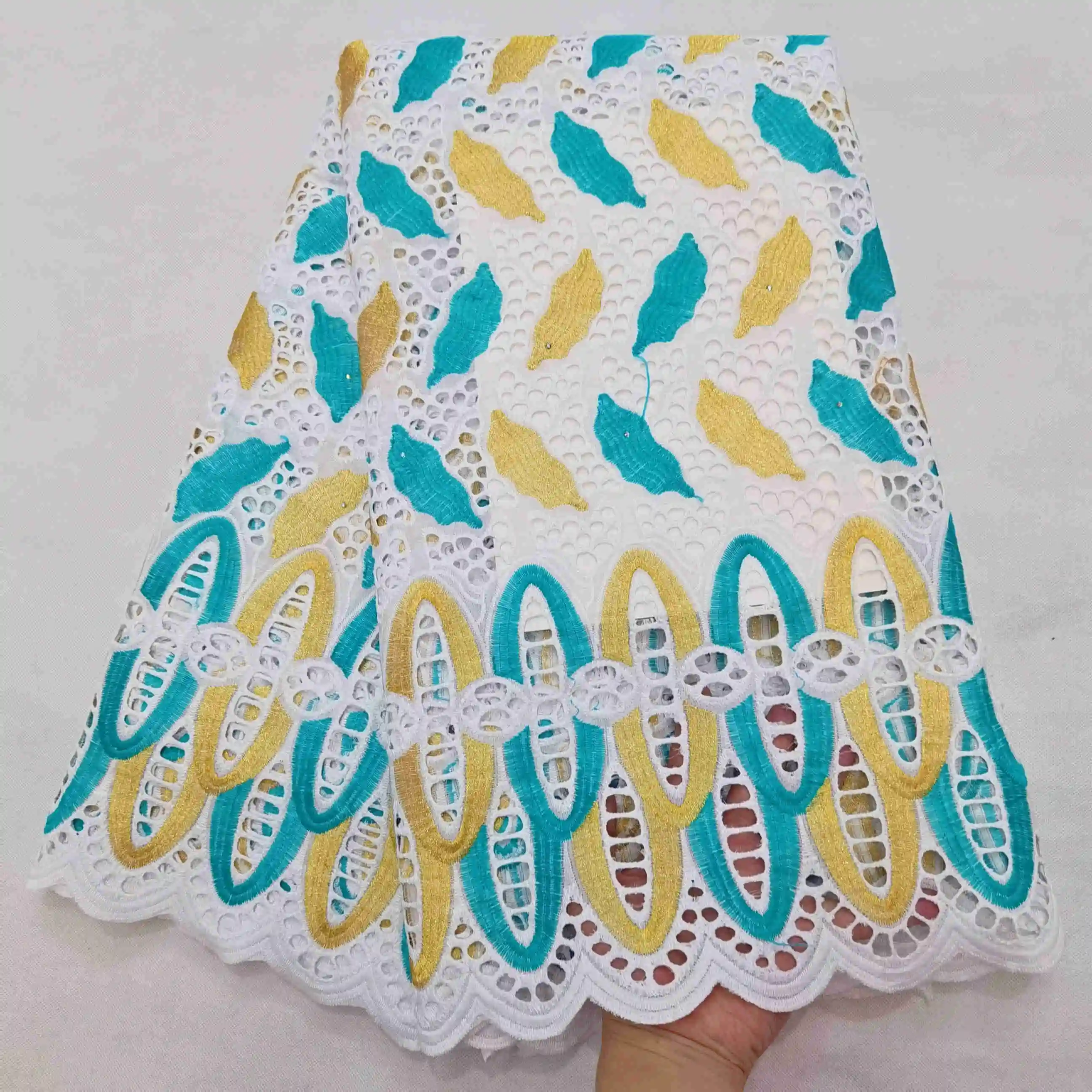 Белая кружевная ткань швейцарская вуаль хлопчатобумажная африканская высокого