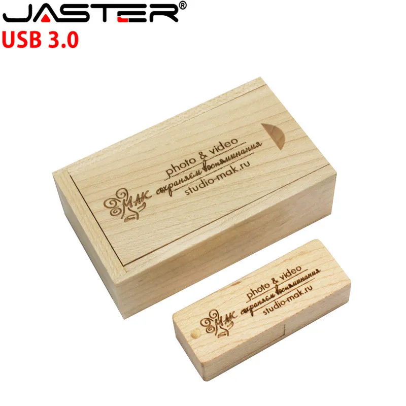JASTER Wooden USB 3.0 Drive Rotatable + BOX 8GB 16GB 32GB 64GB 128GB Memoria Flash Wedding Gifts 10pcs Free Logo | Компьютеры и офис