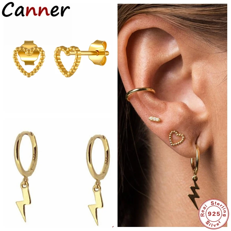 

CANNER Simple Cute Mini Heart-shaped Stud Earrings for Women 925 Sterling Silver Love Sweet INS Earrings Girl's Fashion Gift