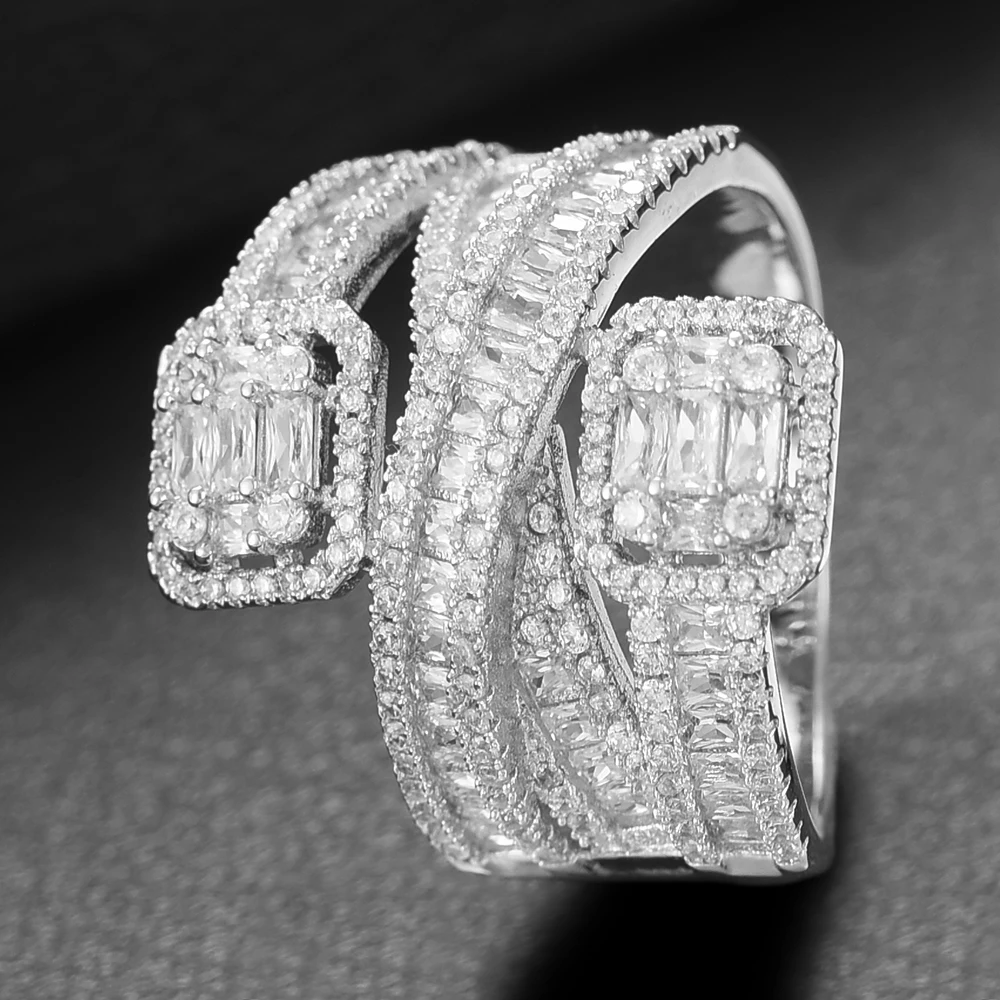 Женские длинные кольца GODKI вечерние ювелирные изделия с цирконием 3 ряда