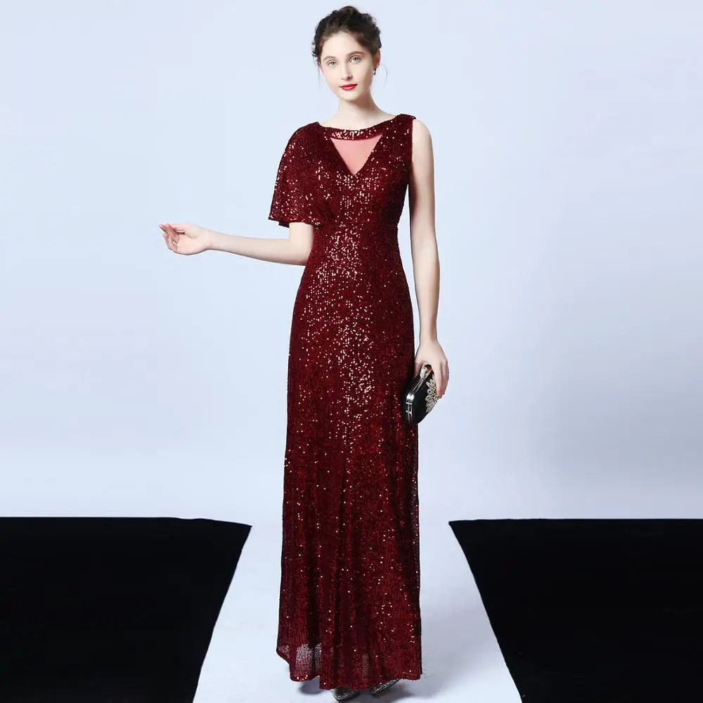 Большие размеры блестящее длинное вечернее платье макси с блестками женское