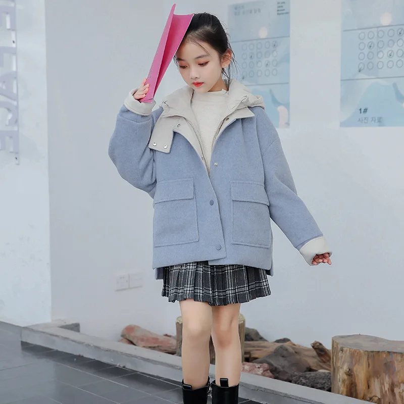 

Girls Baby's Kids Coat Jacket Outwear 2021 Light Blue Thicken Velvet Winter Autumn Top Cotton Cardigan Children's Clothing