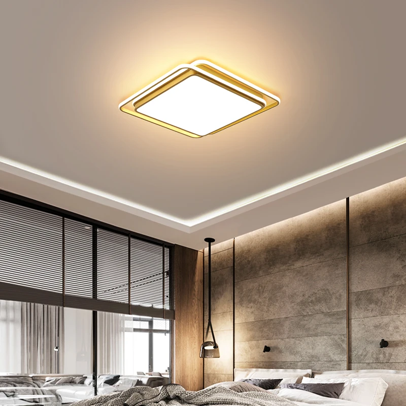 Нордические светодиодные потолочные светильники для главной спальни, современные минималистичные Золотые/черные/белые светильники для го...