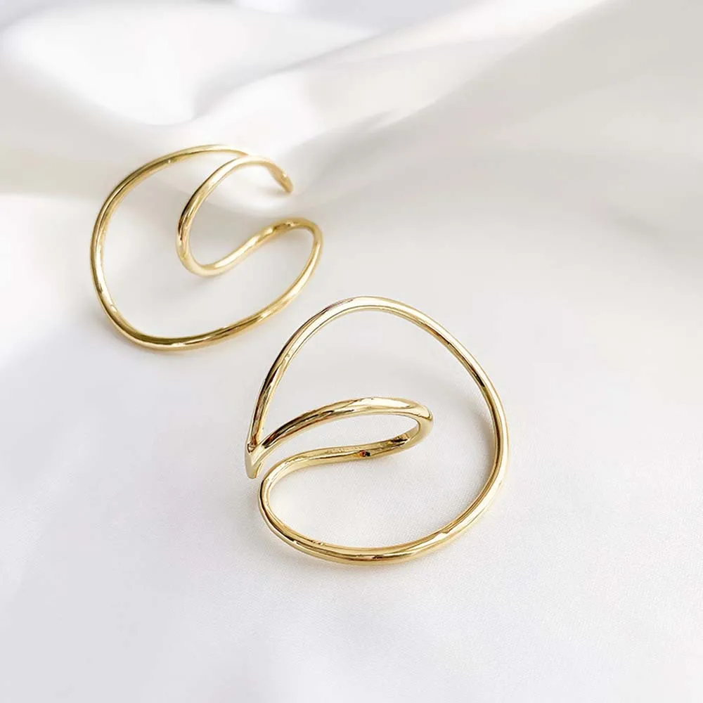 Женские двойные серьги-кольца изысканные простые геометрические серьги с