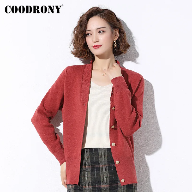 

COODRONY Brand Sweaters 2020 Autumn Winter Cardigans Female Streetwear Ruffled Collar Knitted Casual Slim Women's Clothing W1043