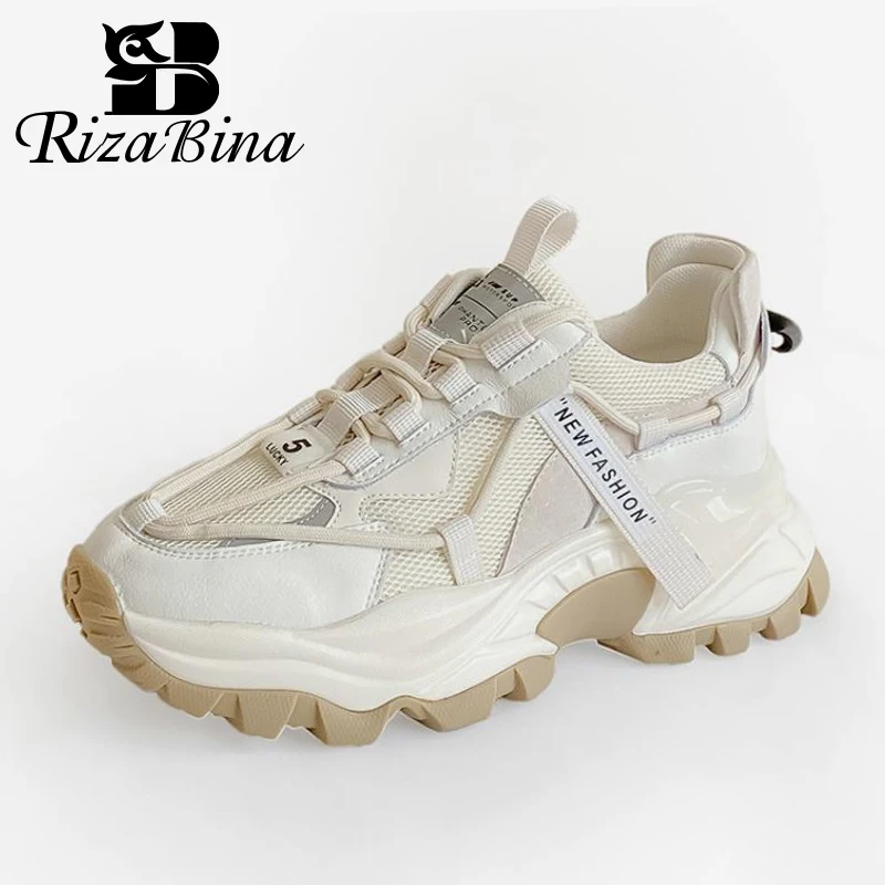Женские кроссовки RIZABINA из натуральной кожи новая весенняя обувь на платформе для
