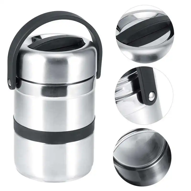 

Portable Stainless Steel Multilayer Insulated Thermal Lunch Box Food Container Tableware 1.8L