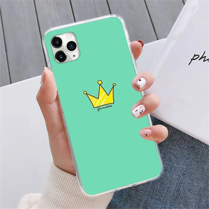

Crown and queen Phone Case For iphone 12 5 5s 5c se 6 6s 7 8 plus x xs xr 11 pro max mini