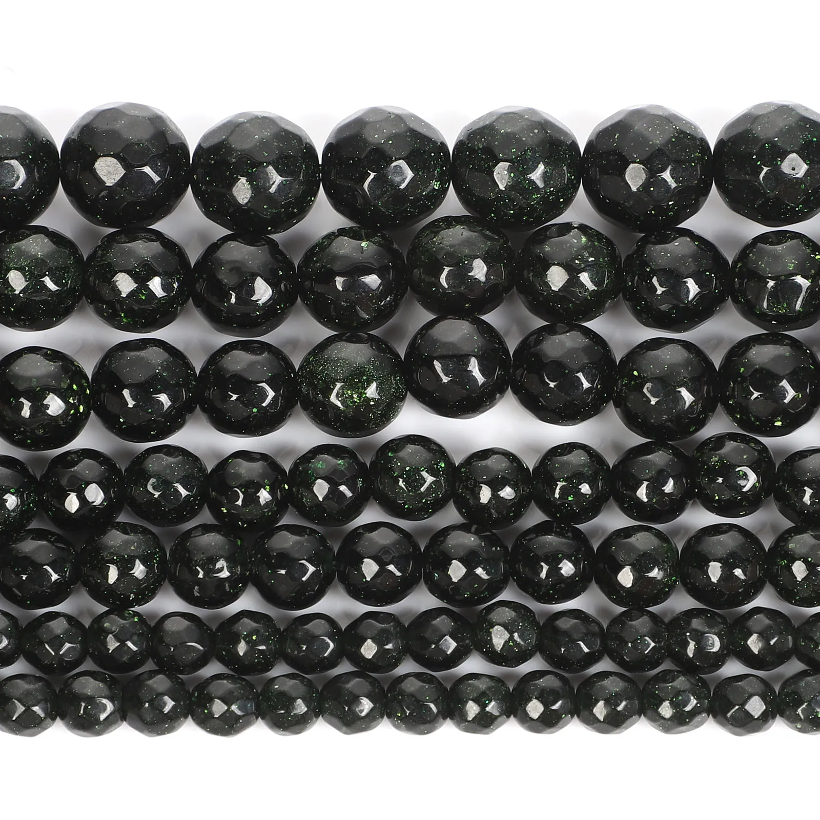 

4/6/8/10/12mm Round Faceted Green Sandstone Natural Stone Beads For Jewelry Making DIY Loose Bead Bracelet Necklace Handmade
