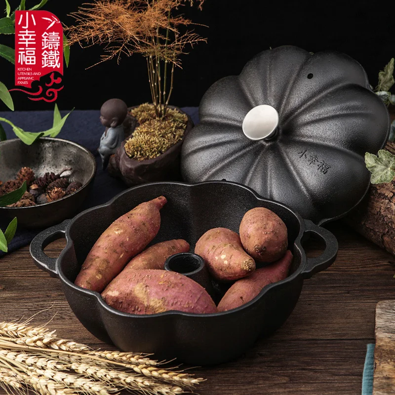 Чугунная выпечка домашний обжаренный артефакт жареный картофель тыква кукуруза