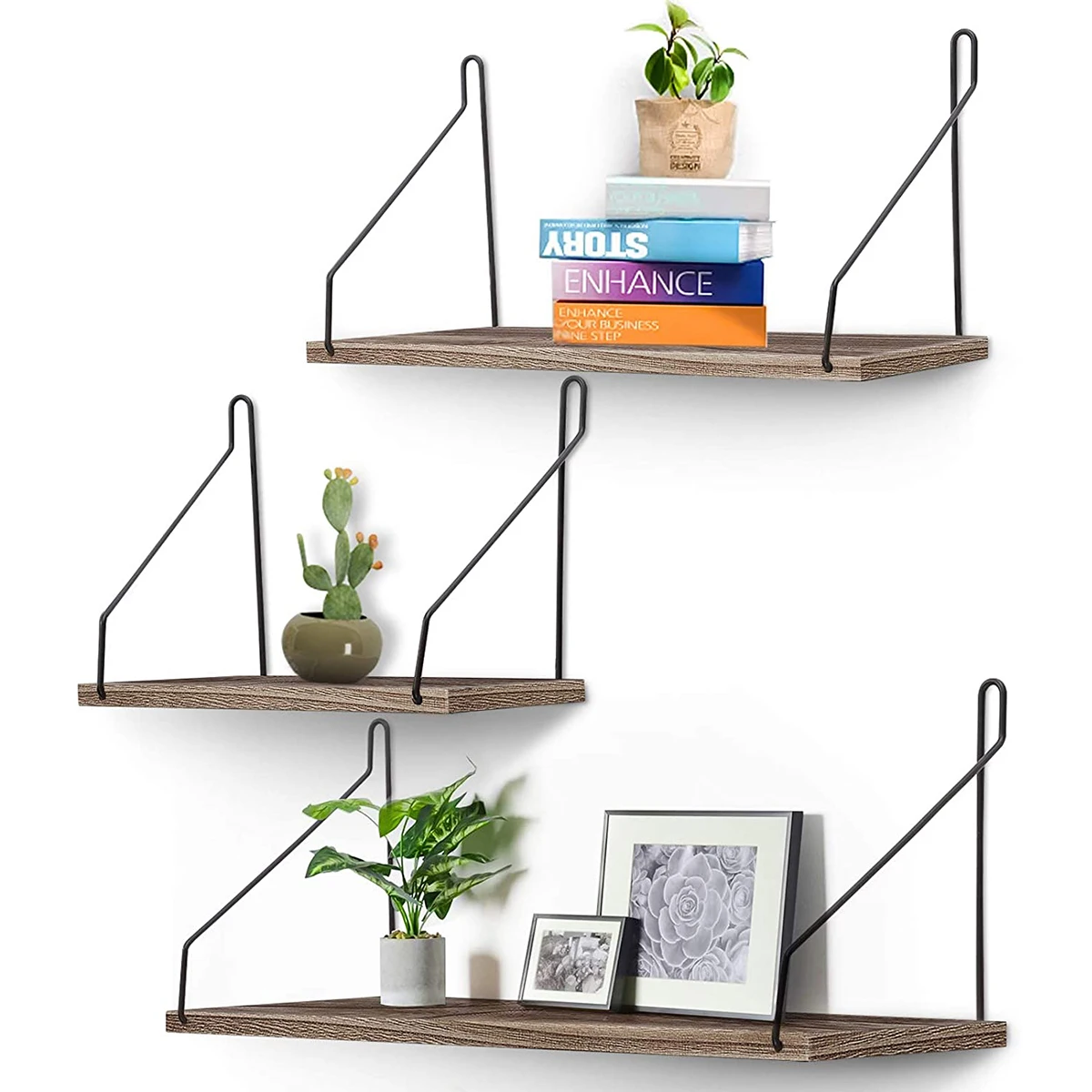 

3Pcs/set Wall Mounted Floating Shelves Set of 3 Rustic Wood Wall Storage Shelves Decor Storage Solid Wood Shelves for Storage