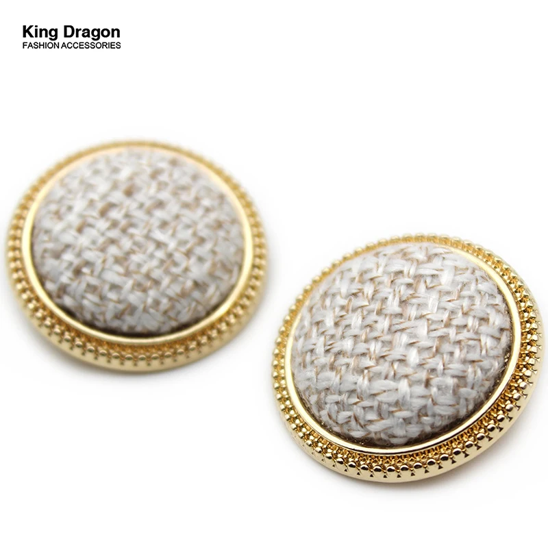 Новое Поступление Золотые круглые тканевые металлические пуговицы для