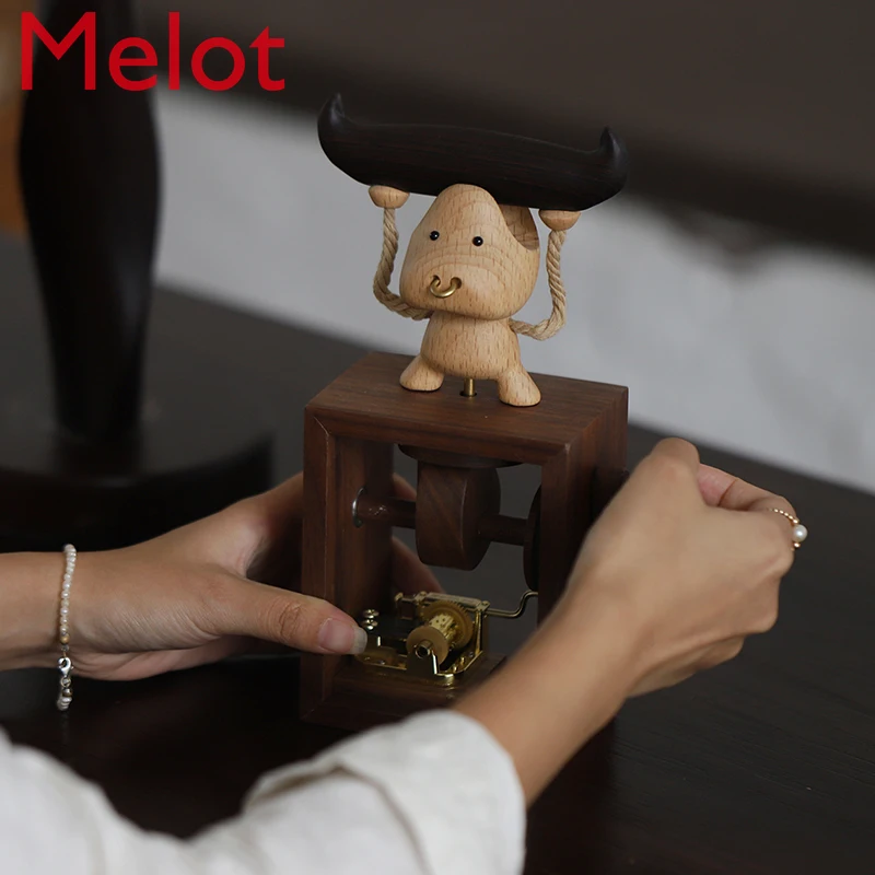 

Personalized Creative Music Box Master Handmade Black Walnut Home Decoration Living Desktop Ornaments Cute Baby Room Decoration