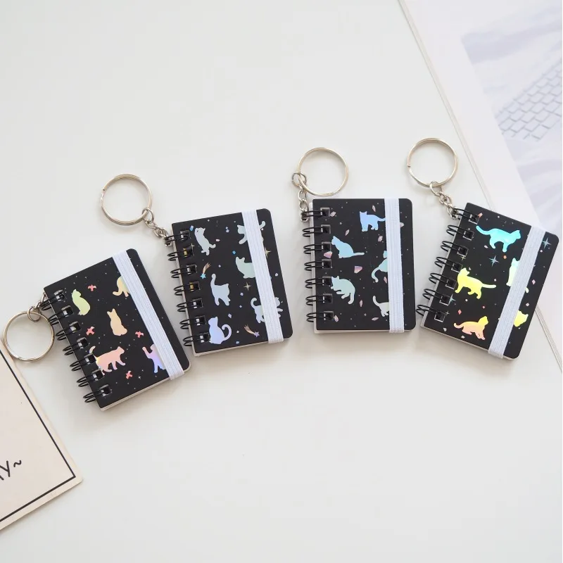 4 шт. мини карманный блокнот с изображением кошки Галактики петля брелок дневник