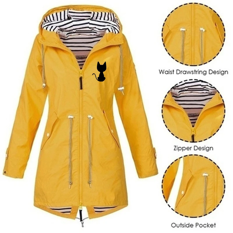 Women Jacket Coat Windproof Transition Hooded Jackets Outdoor Hiking Clothes Outerwear Women's Lightweight Raincoat Dropshipping | Женская