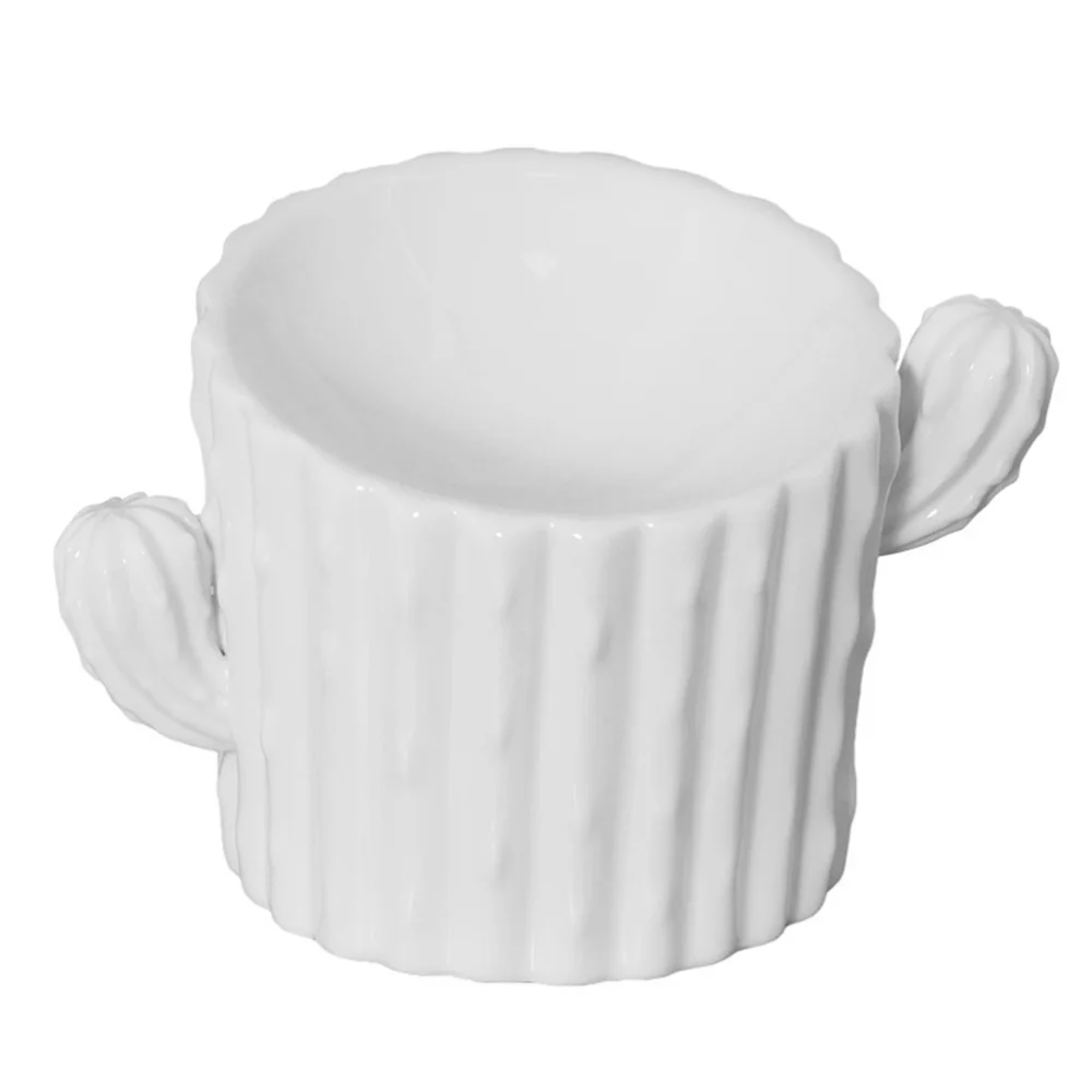 

1Pc Shaped Pet Bowl Cat Dog Food Basin Ceramic Protective Feeder (White)