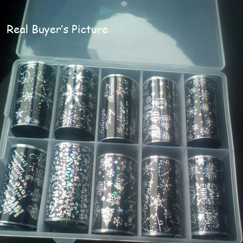 

4X100cm*10pc Nail Art Water Transfer Sticker DIY Manicure Halloween Christmas Sticker Nail Art Foil Transfer Paper Set Christmas