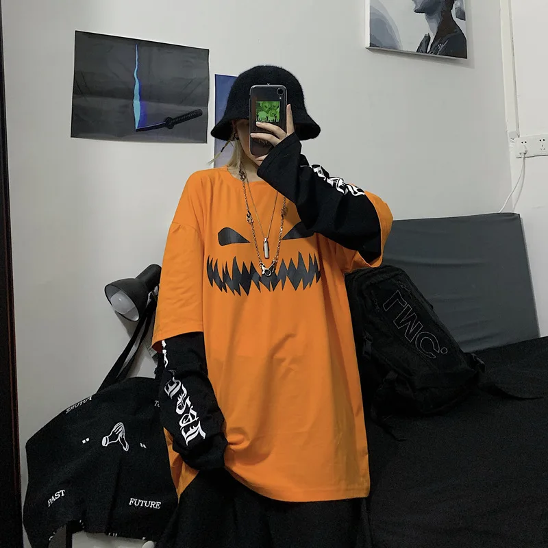 Футболка женская с длинным рукавом повседневный топ в Корейском стиле рисунком