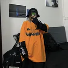 Женская футболка с принтом в стиле Харадзюку, Повседневная футболка составного кроя с длинным рукавом и принтом тыквы, винтажные Топы Y2k в Корейском стиле