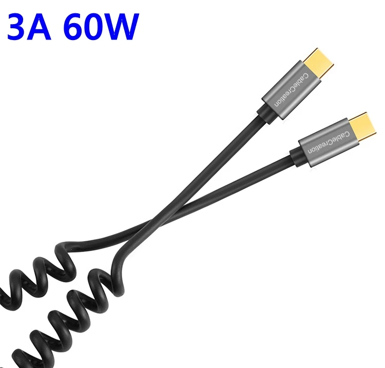 

Spiral Coiled USB 3.1 C-TYPE male to USB 3.1 C-TYPE male adapter Cable 1.5m（3A）